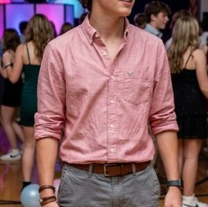 American Eagle Mens Pink Button Down Size Medium Preppy Event Dance